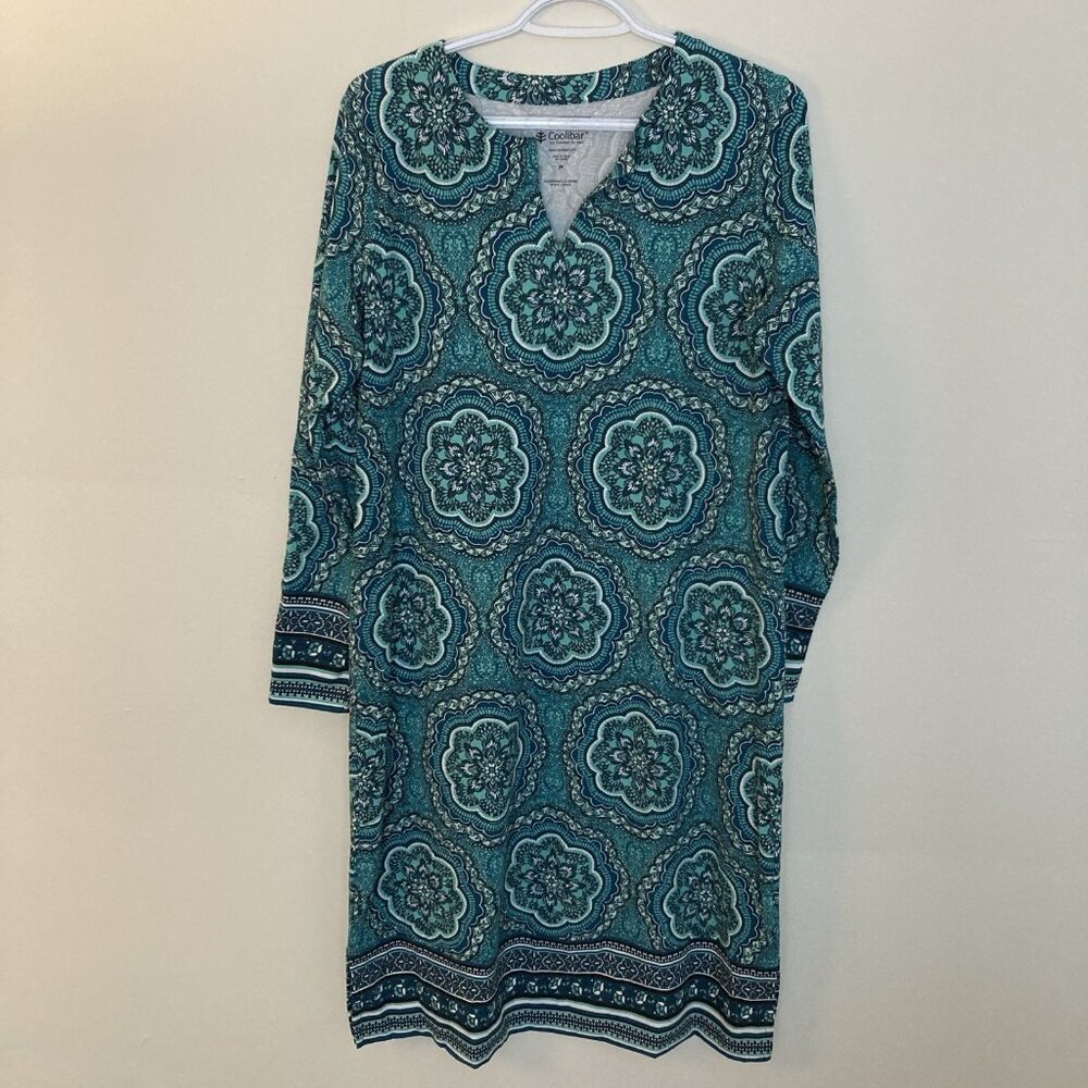 Coolibar Women’s Dress Maxi Paisley Floral Green UPF 50 Size M